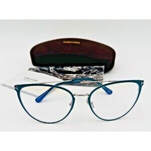 Tom Ford Glasses Frames Blue Light Block Women Turquoise Cat Eye FT5840-B 087 56